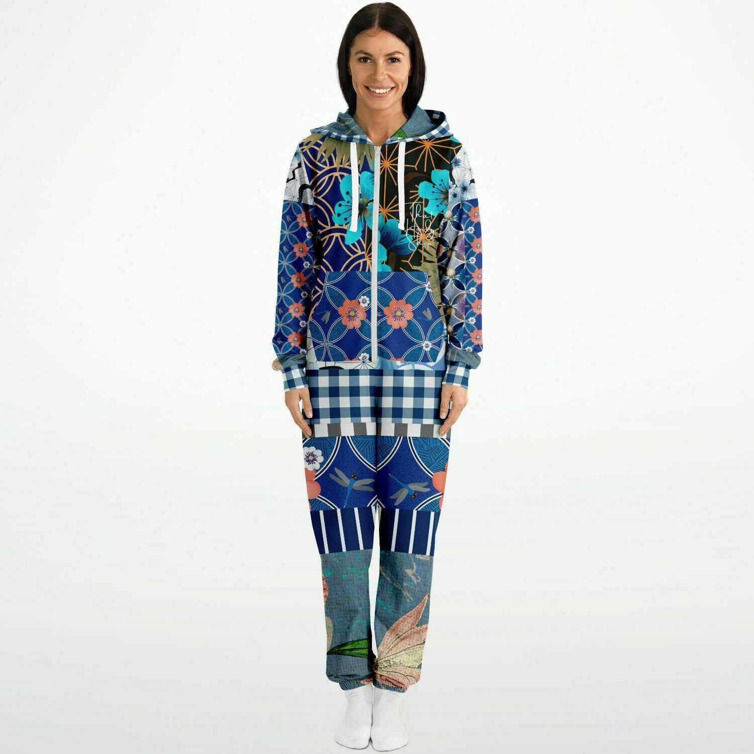 Pelele polar unisex con patchwork andaluz azul