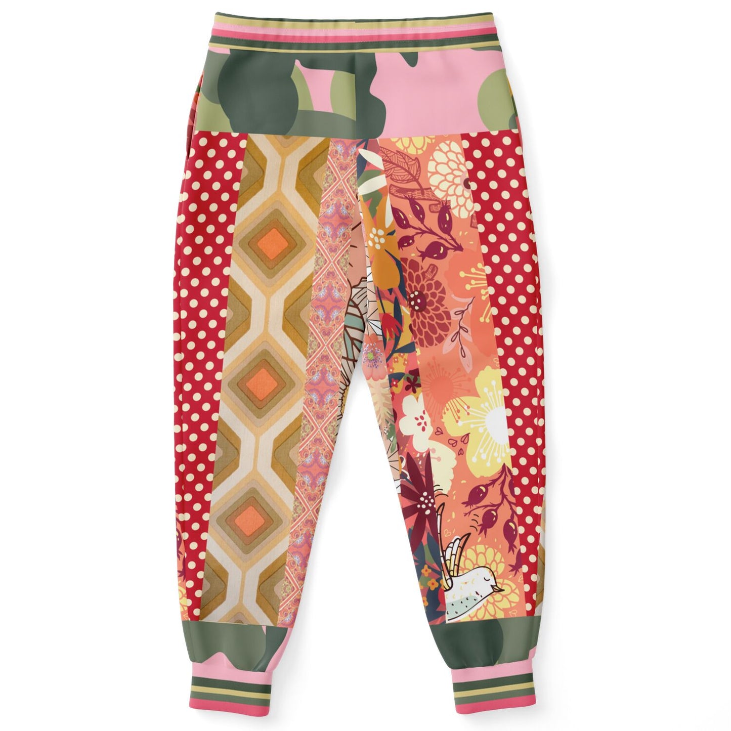 Yogananda Pink Floral Patchwork Eco-Poly Unisex Joggers