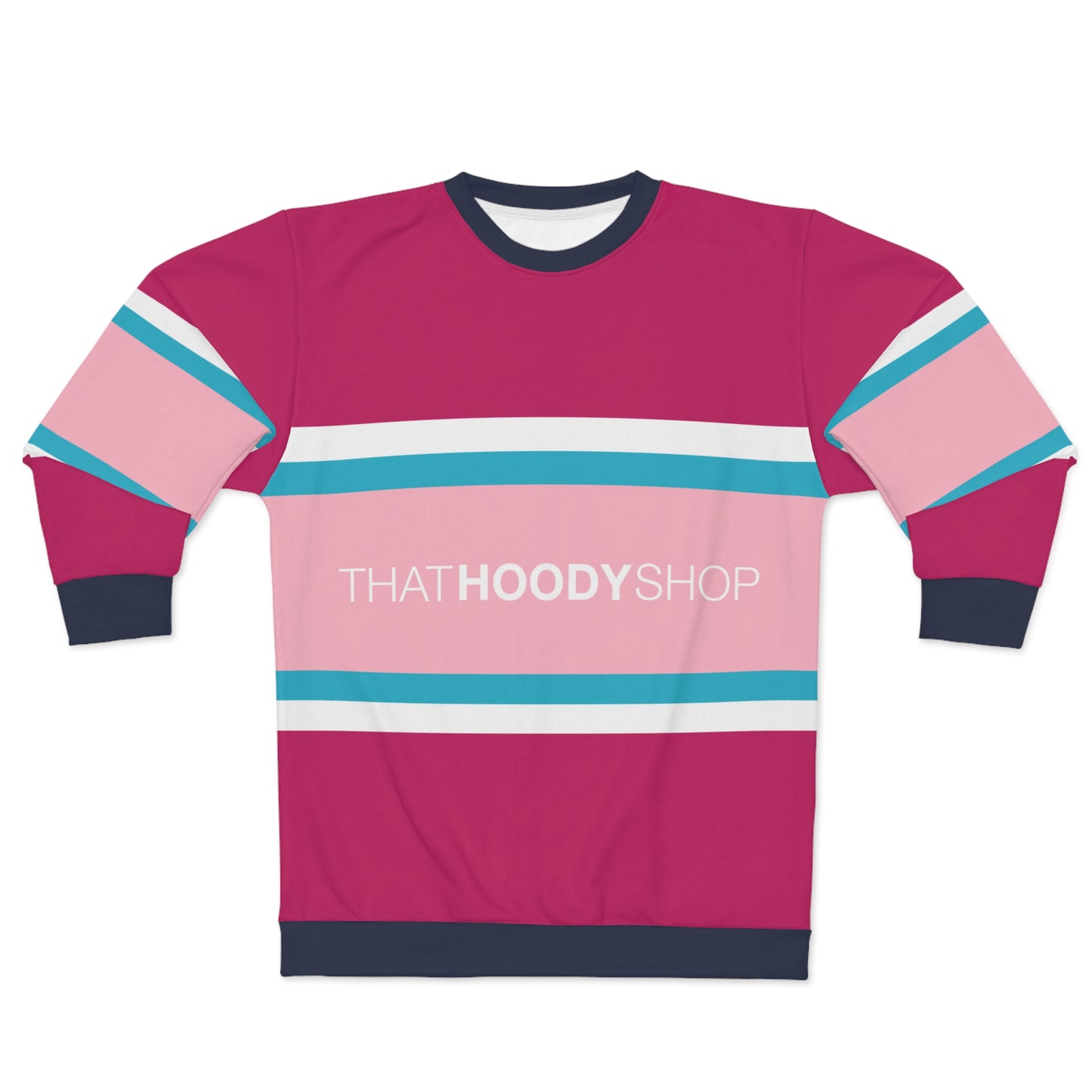 Sweet Raspberry Barbarian Rugby Stripe Unisex Sweatshirt
