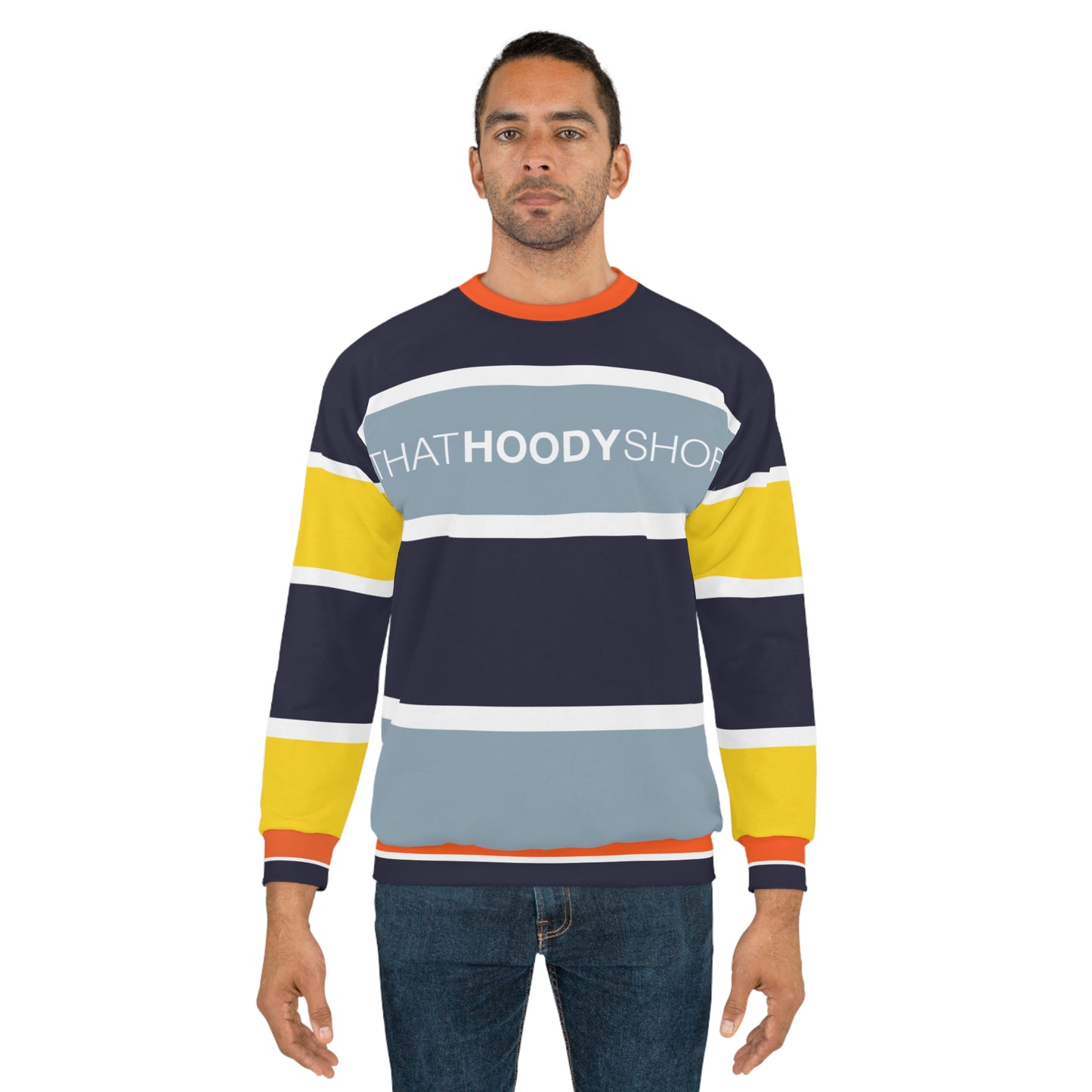 Navy Conga Barbarian Rugby Stripe Unisex Sweatshirt