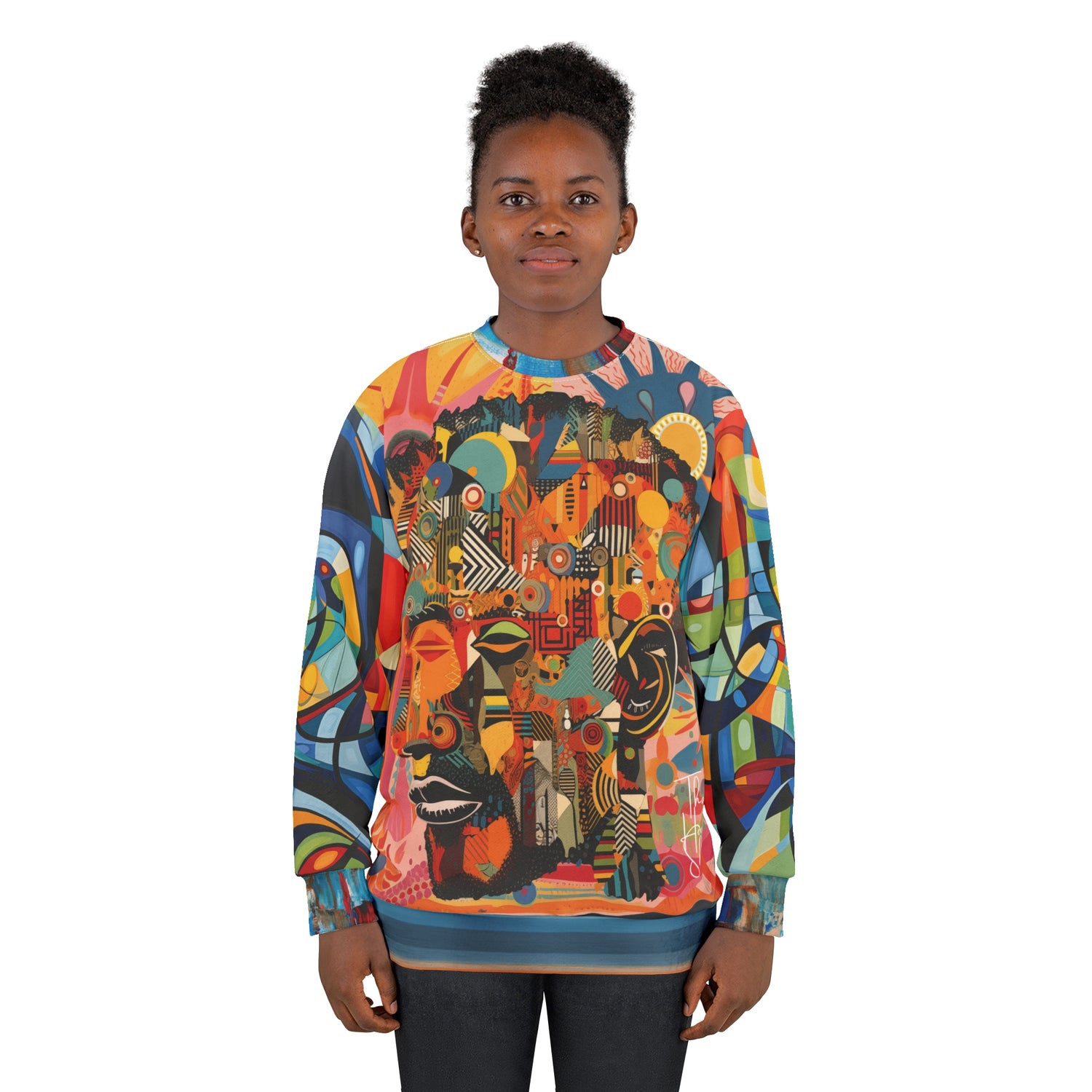 Man of Two Faces Patchwork Print Unisex Sweatshirt (Gold Label)