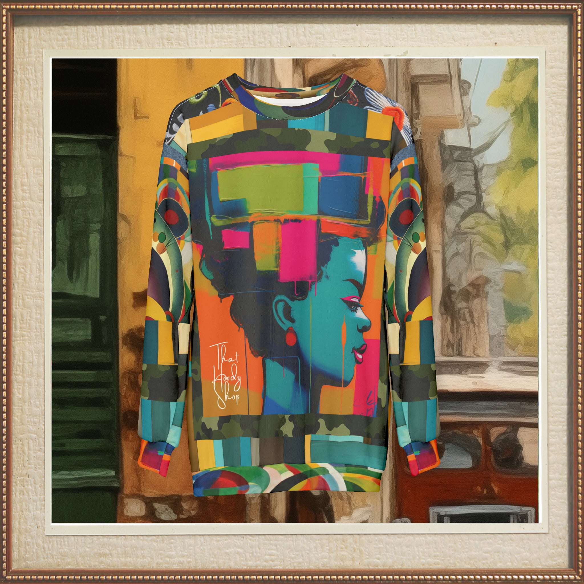 Sudadera unisex con bloques de color abstractos de mente desenfocada