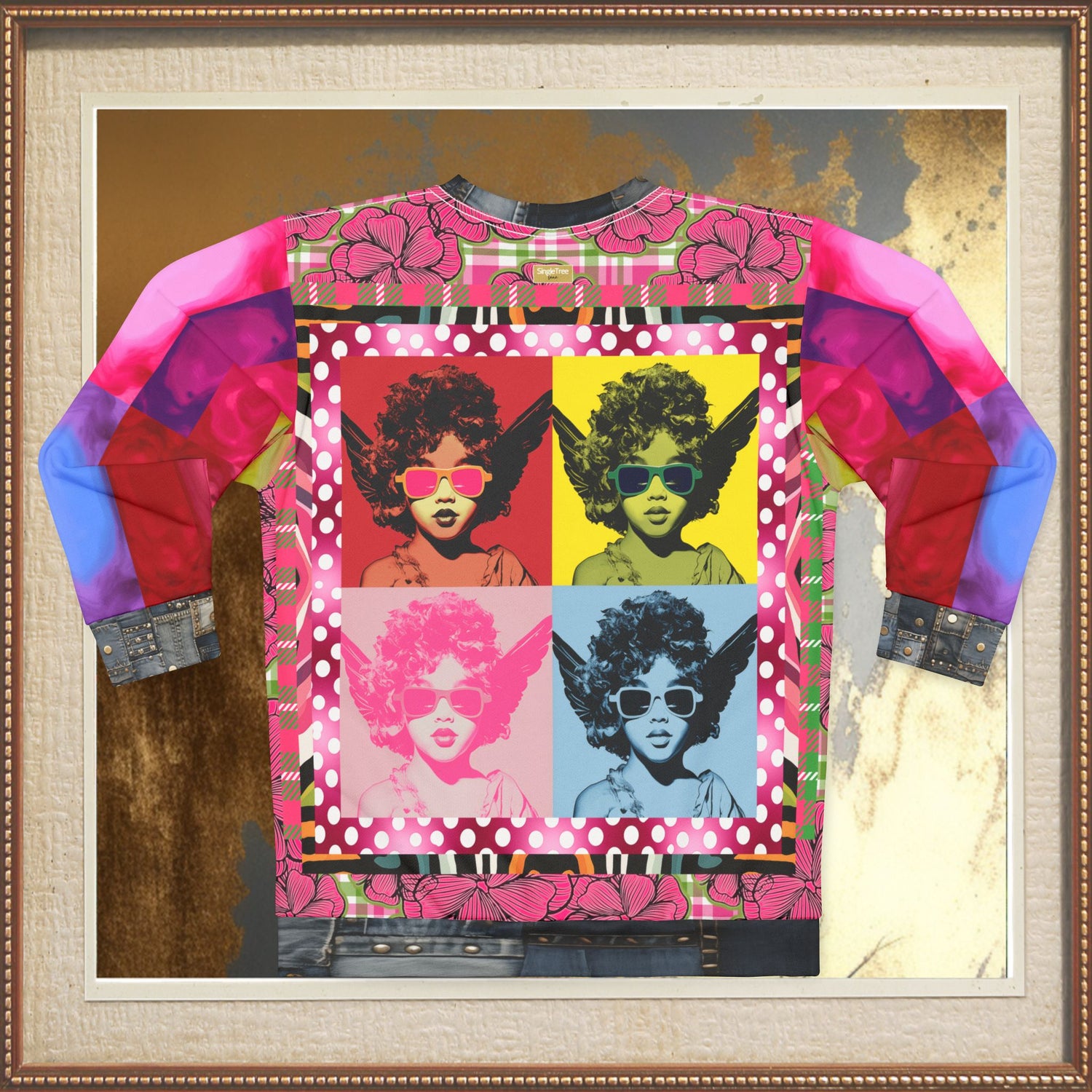 Pop Art Cherub Diva Quadriptych Unisex Sweatshirt (Gold Label)