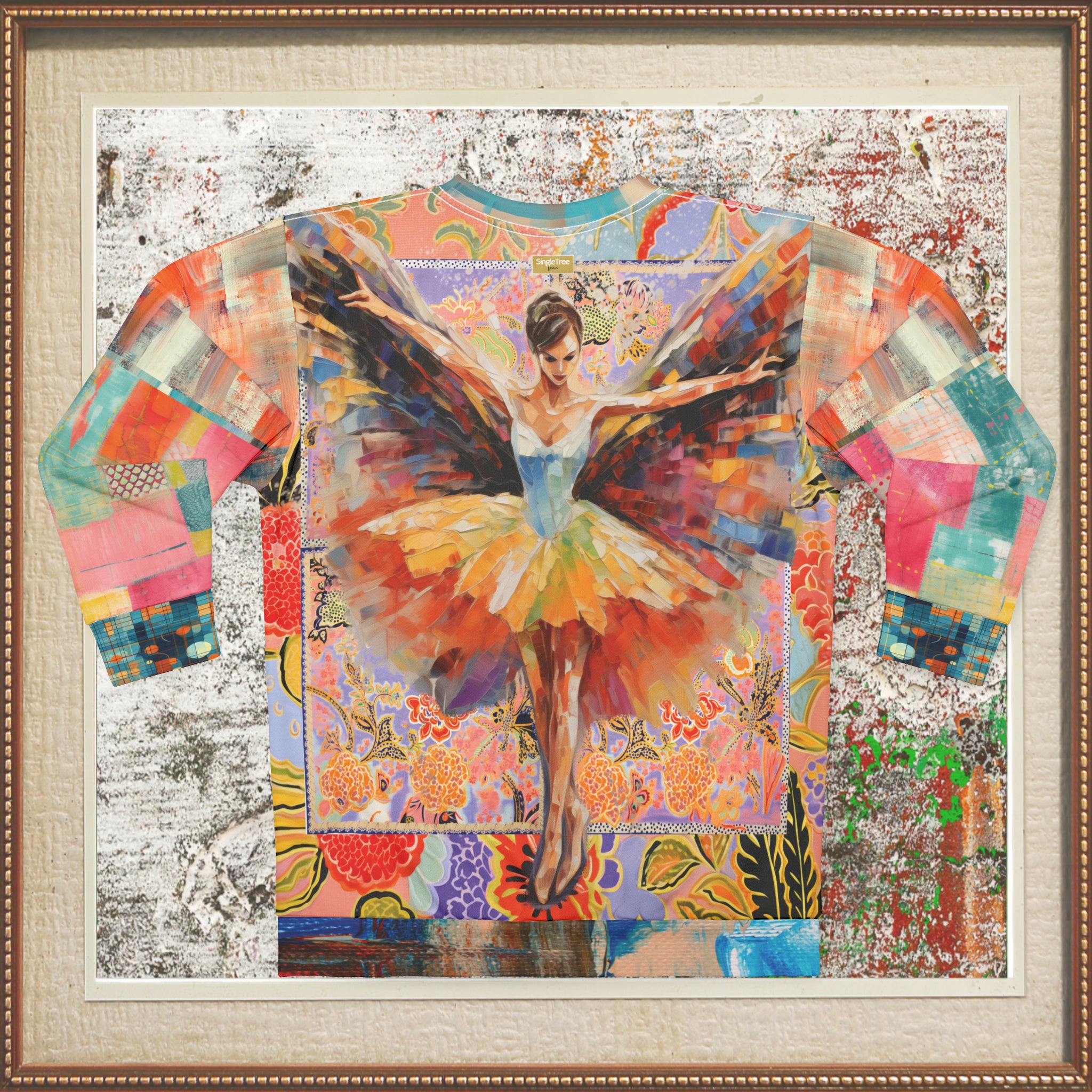 Prima Ballerina in Prism Patchwork Mid-Weight Polyester Unisex Sweatshirt (Gold Label)