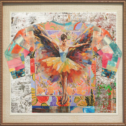 Prima Ballerina in Prism Patchwork Mid-Weight Polyester Unisex Sweatshirt (Gold Label)