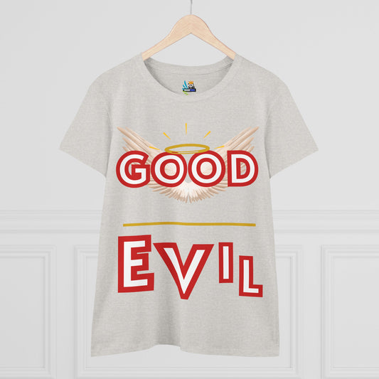 Good vs Evil Women's Graphic Tee - Fun Casual Cotton T-Shirt