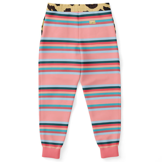 Blue Dragonfly Pink Striped Eco-Poly Unisex Joggers