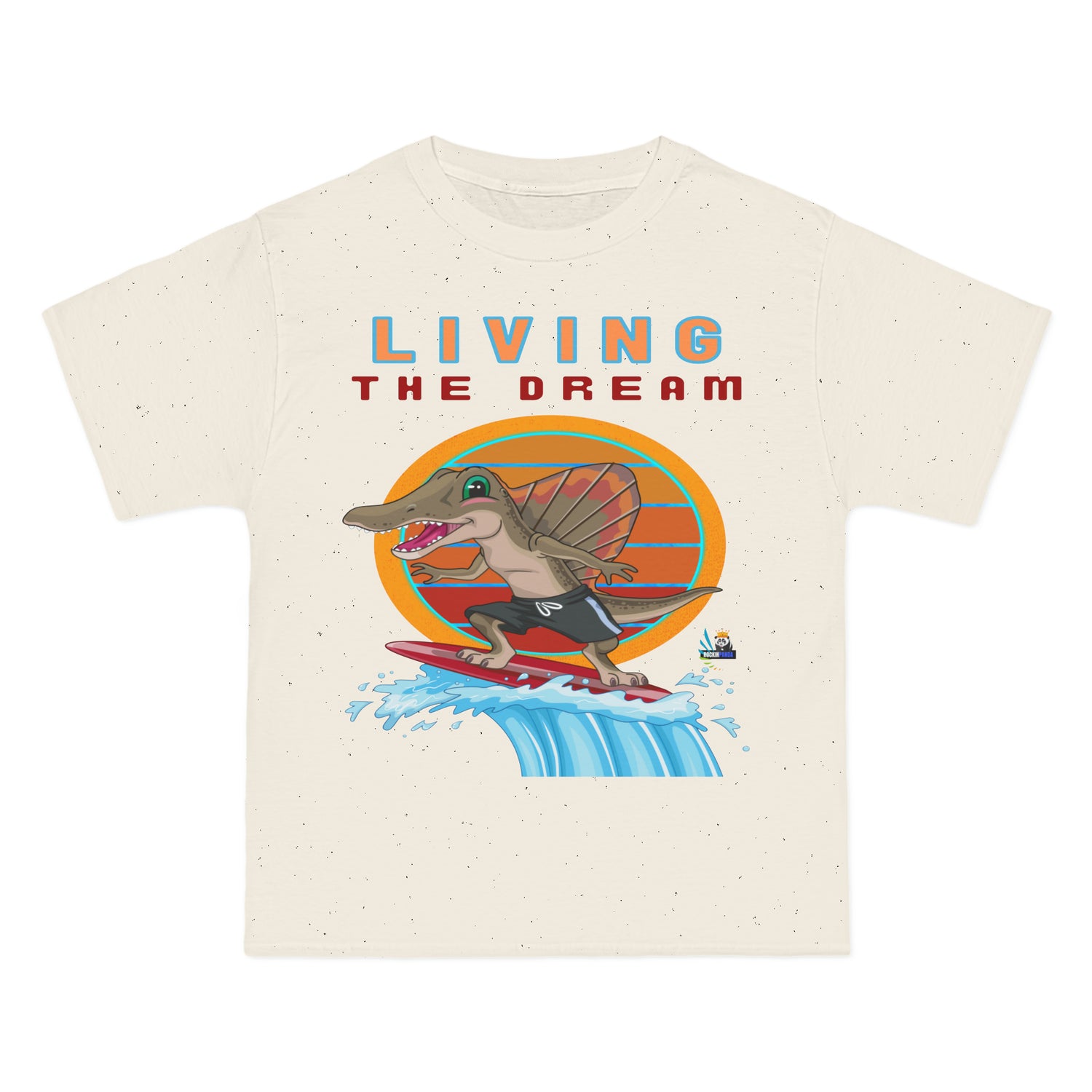 Camiseta pesada Living the Dream Dinosaur Surfer