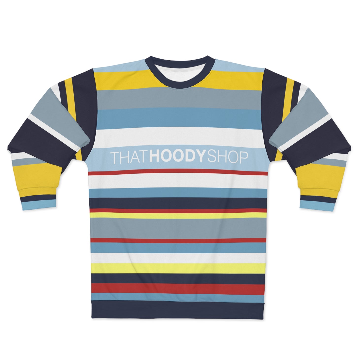 Marine Layer Blue Rugby Stripe Unisex Sweatshirt