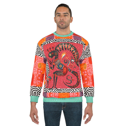 Kokopelli in Abstract Abundance Unisex Sweatshirt (Gold Label)