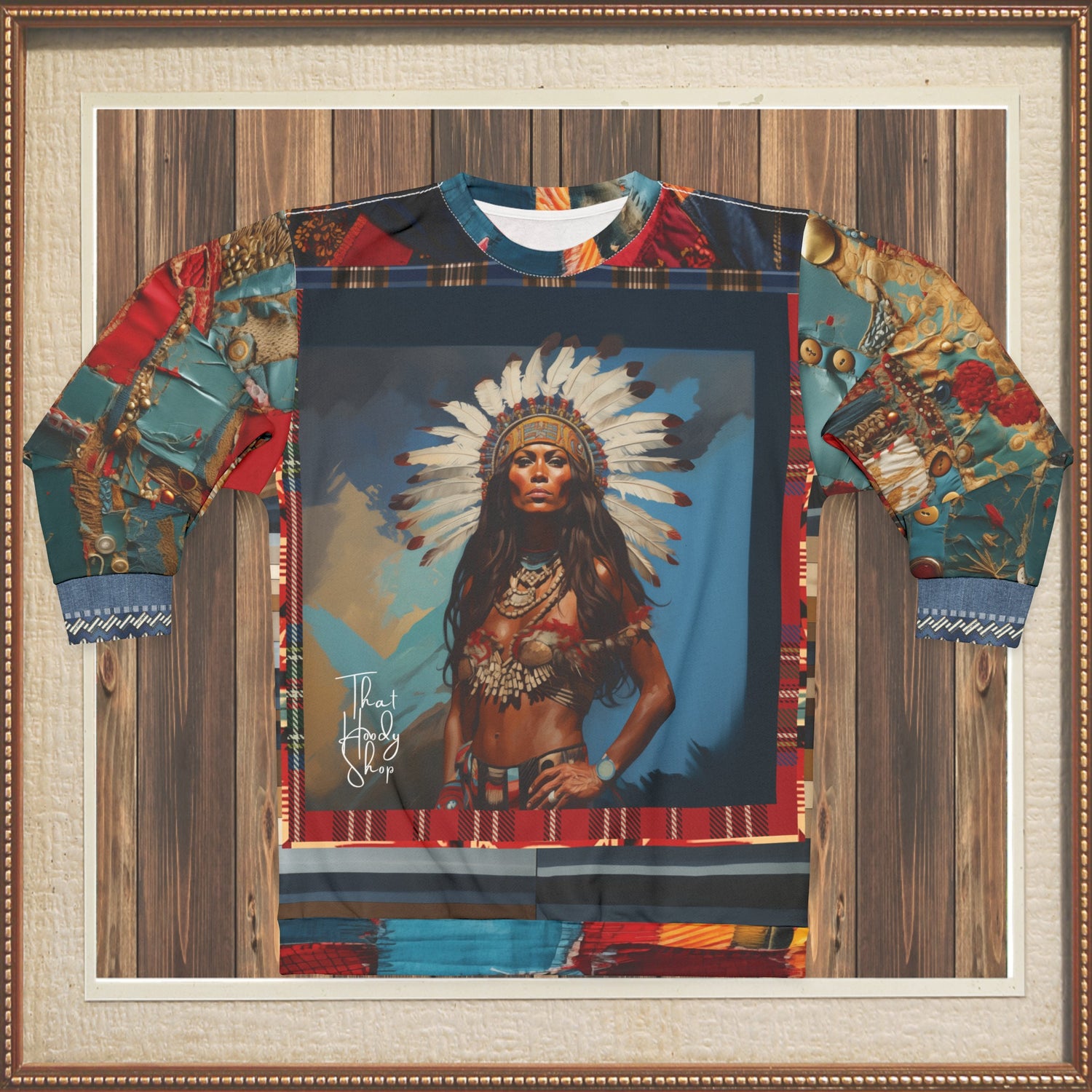 Black Seminole Woman in Plume Unisex Sweatshirt (Gold Label)