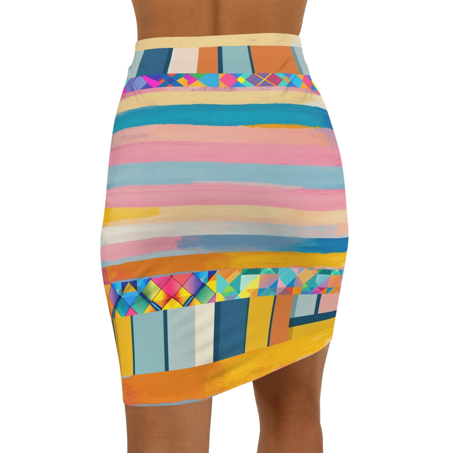Archangel Gabriel Watercolor Abstract Stripe Pencil Skirt