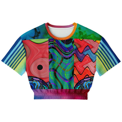 Me So Psychedelic Short Sleeve Eco-Poly Cropped Sweater