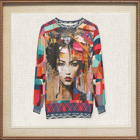 Girl in Exotic Collage Patchwork Unisex Sweatshirt (Gold Label)