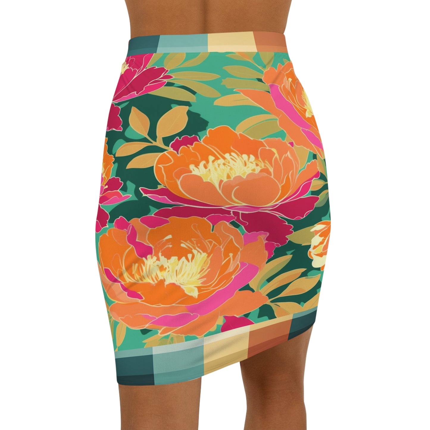Falda de tubo ajustada a cuadros florales Solace de Afro Queen
