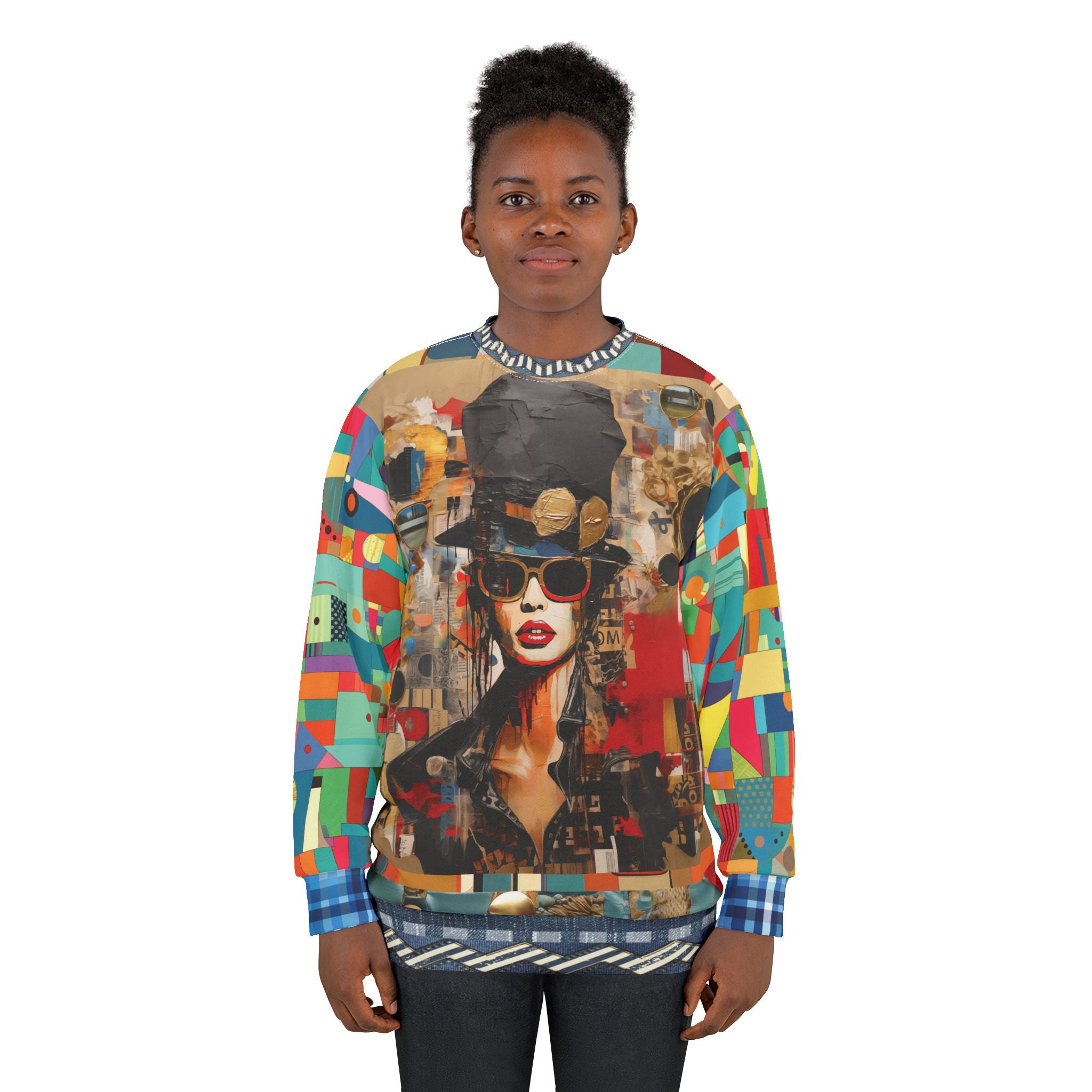 Girl in Chapeau Reflections Mid-Weight Polyester Unisex Sweatshirt (Gold Label)