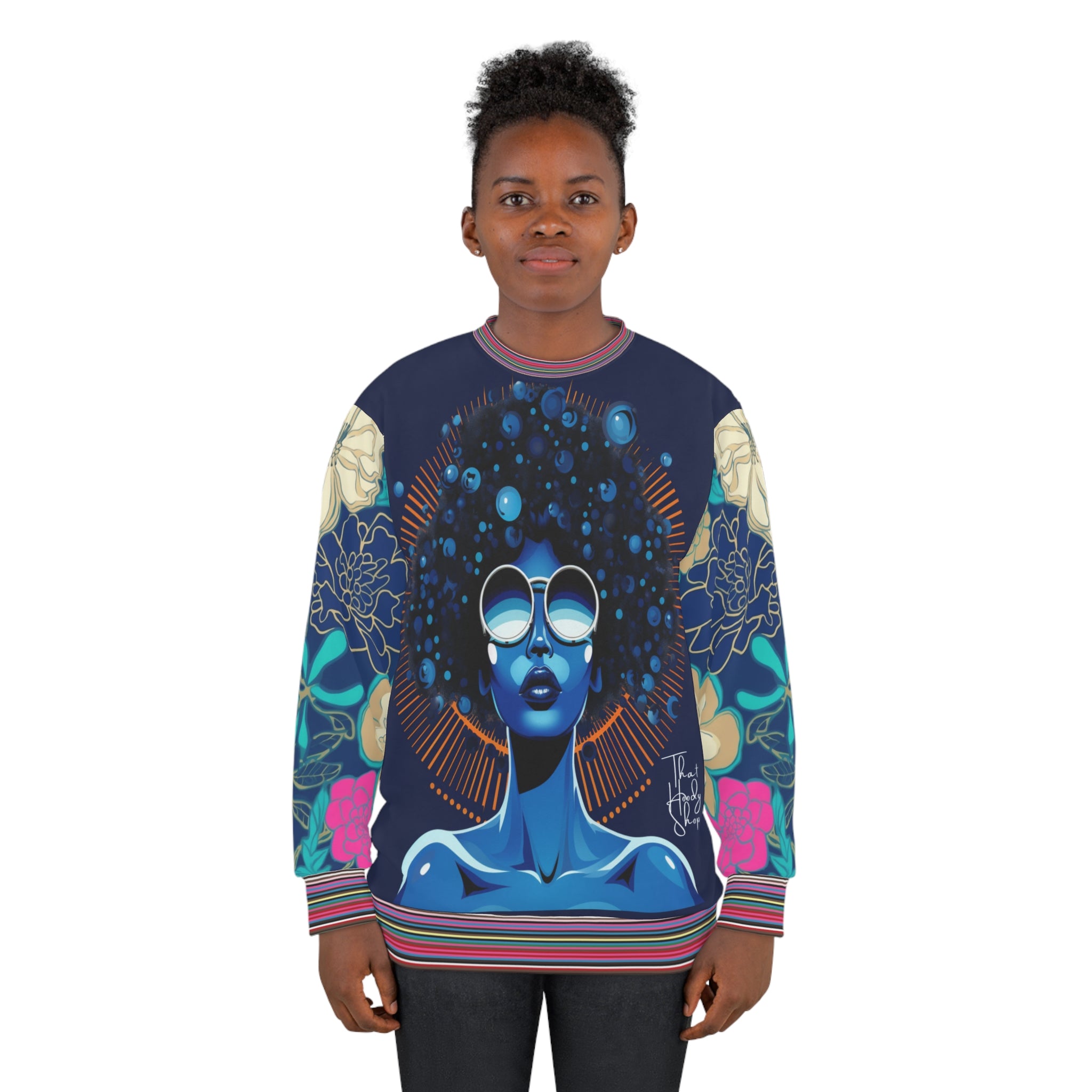 Sudadera unisex Blue Black Diva Queen en medianoche