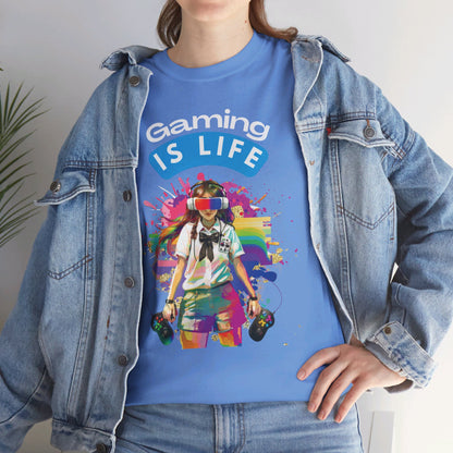 Gaming is Life - Girl Gamer Unisex Heavy Cotton Tee