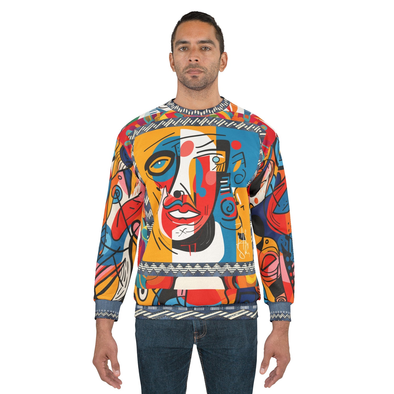 Pin the Tail Abstract Line Art Mid-Weight Polyester Unisex Sweatshirt (Gold Label)