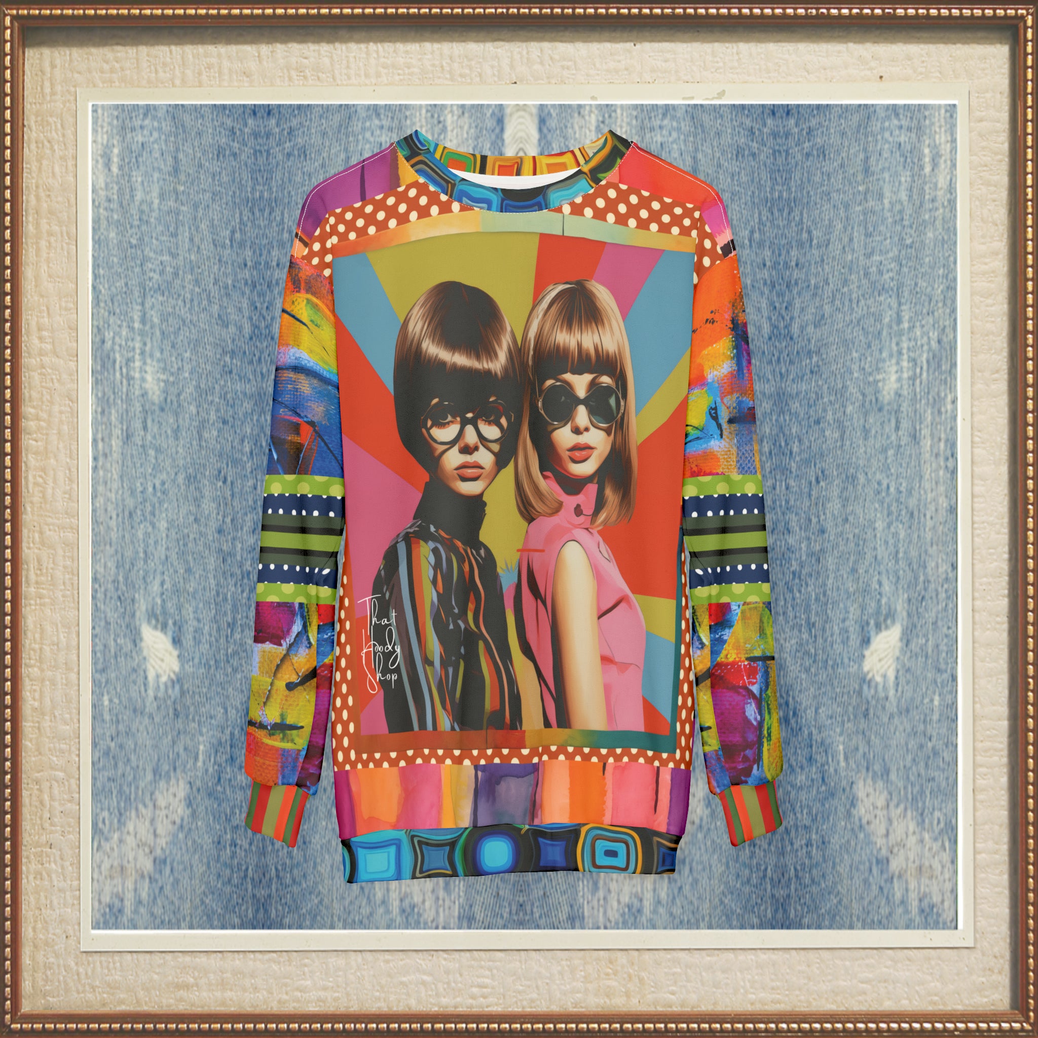 Beatnik Girls - Rainbow Flash Hippie Abstract Print Unisex Sweatshirt (Gold Label)