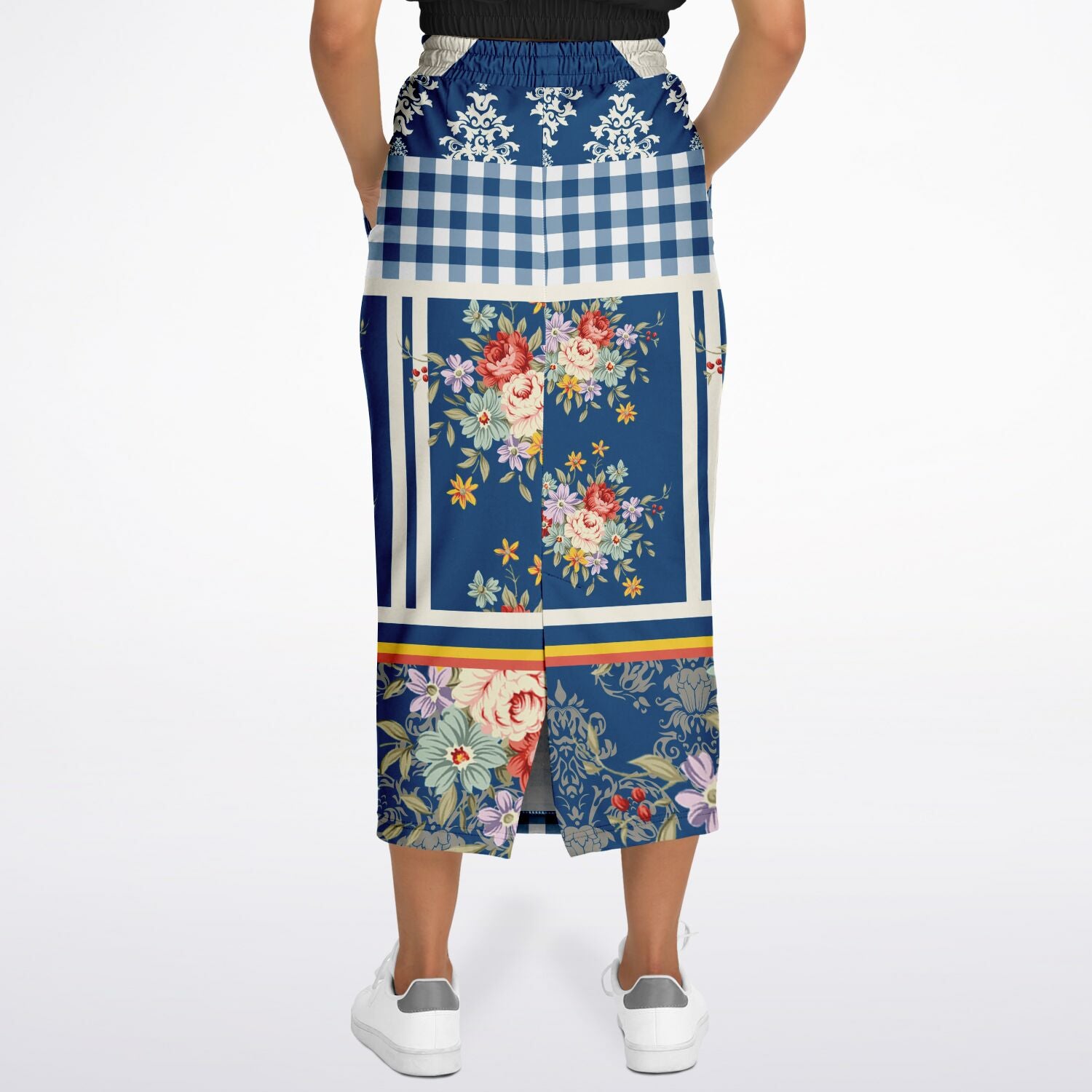 Porcelain Fleur Floral Print Eco-Poly Long Pocket Skirt