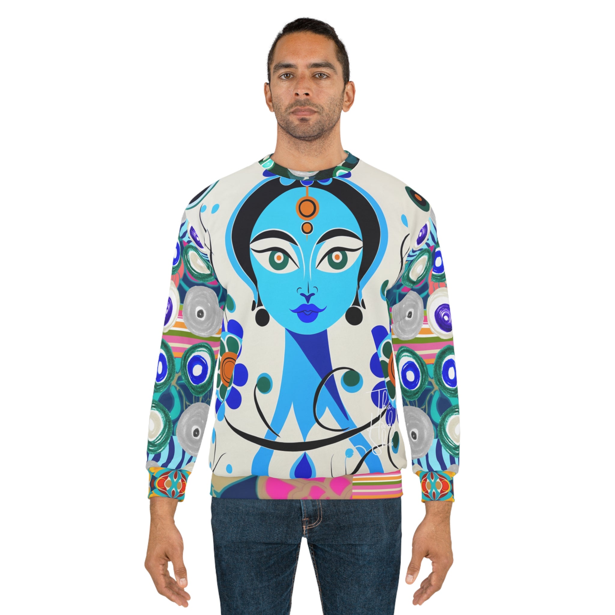 Sudadera unisex floral Devi azul