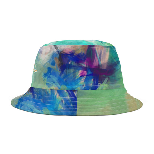 Blue Abstract Colorblock Brushstrokes Vibrant Bucket Hat