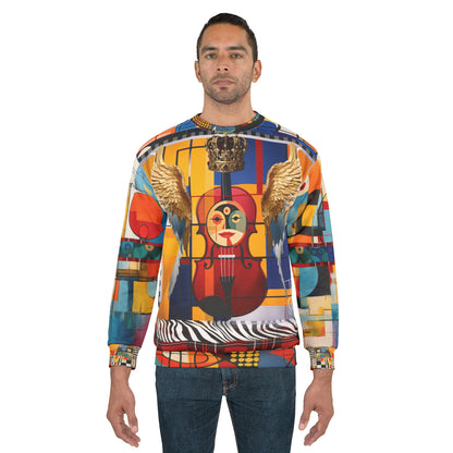 Violin in Mondrian Takes Flight Unisex Sweatshirt (Gold Label)