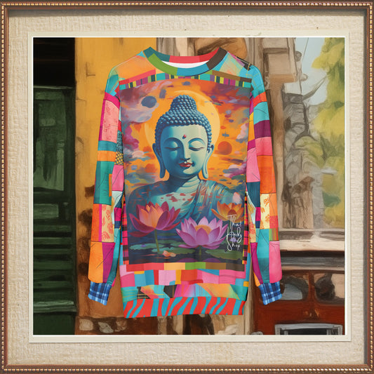 Buddha in Sun Salutation Lotus Floral Unisex Sweatshirt (Gold Label)