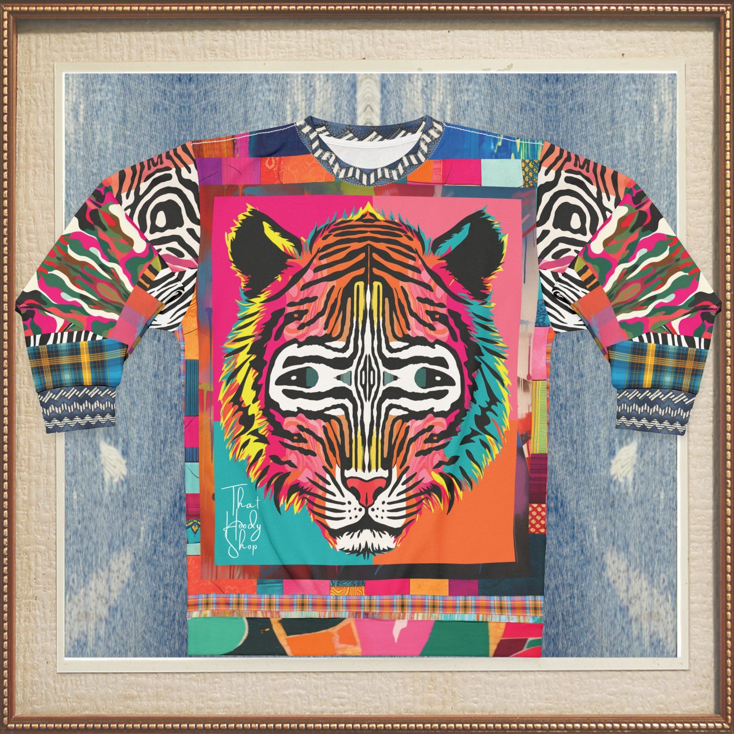 Tiger in Colorful Carnivale Pop Art  Unisex Sweatshirt (Gold Label)