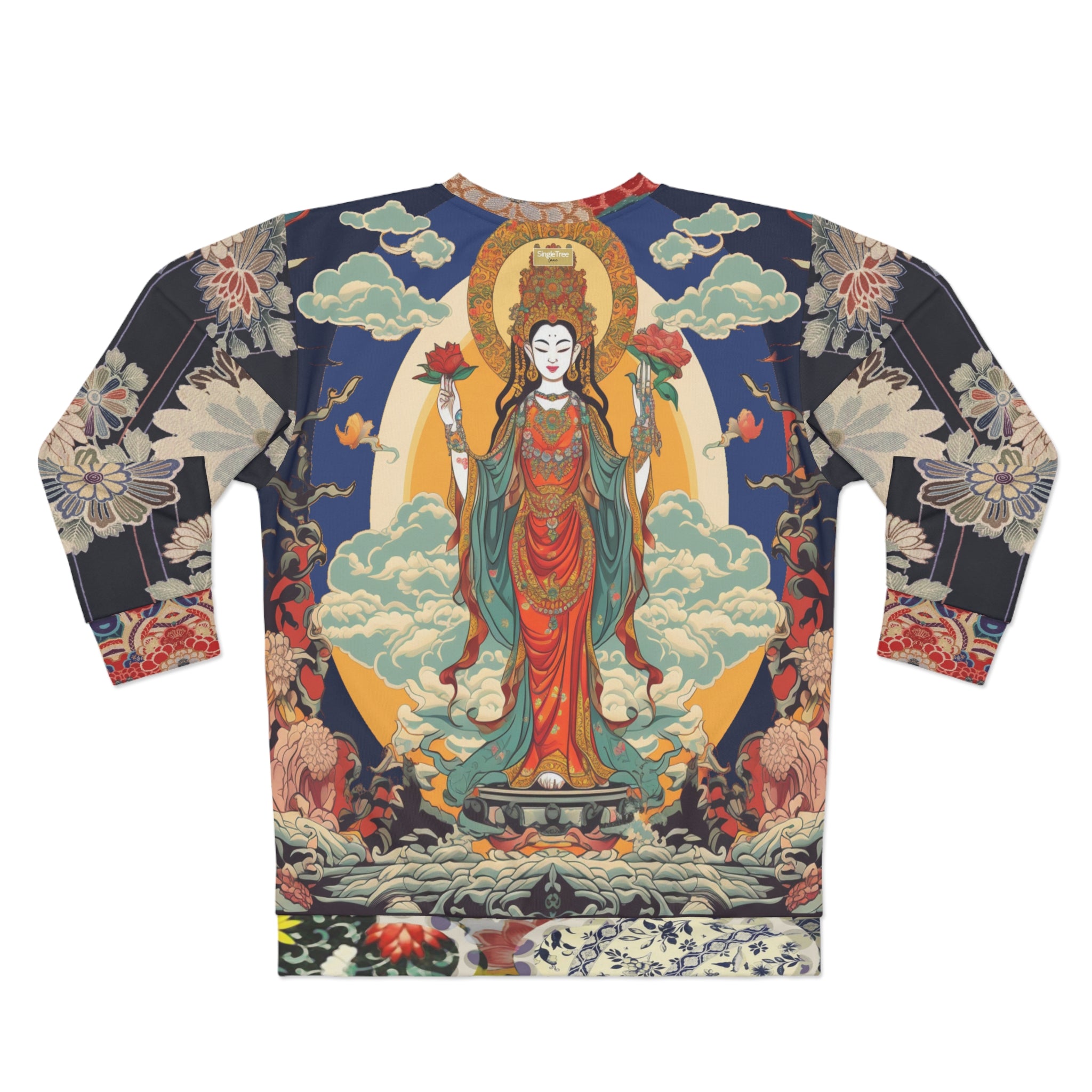 Guan Yin Compassion Goddess in Blue Unisex Sweatshirt (Gold Label)