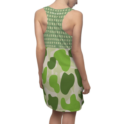 Green Apple Leopard Lips Camouflage Racerback Dress