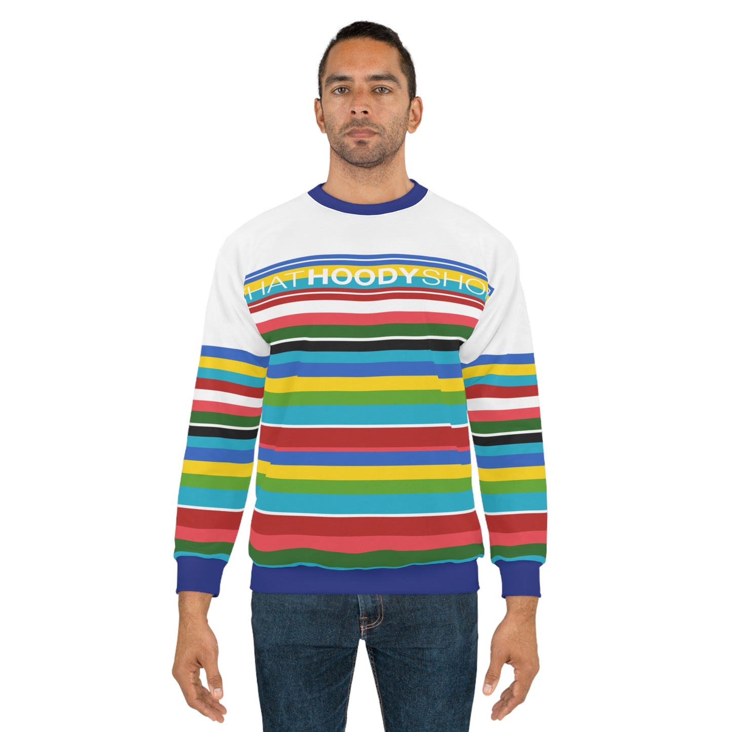 Seaside Rainbow Rugby Stripe Unisex Sweatshirt
