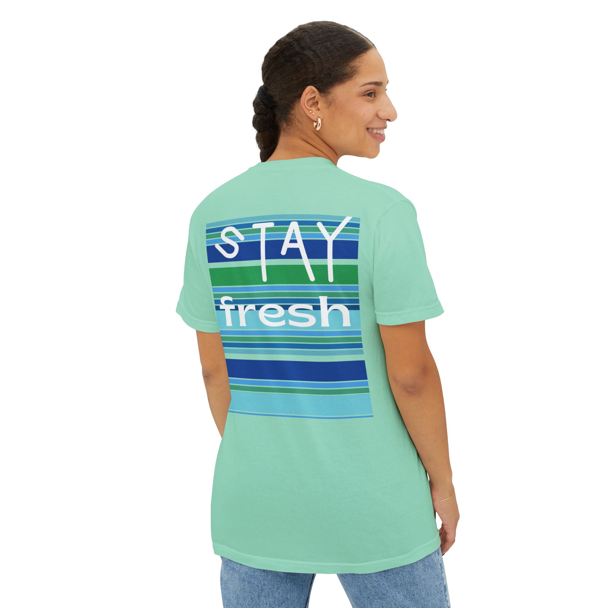 Stay Fresh Laguna Stripe Heavyweight Unisex Pocket T-Shirt