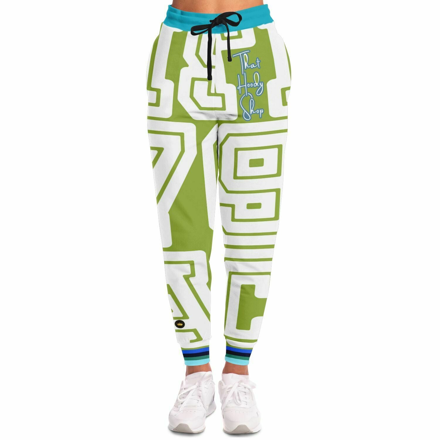 Monograma THS 1976 CA en joggers unisex de poliéster ecológico verde manzana 