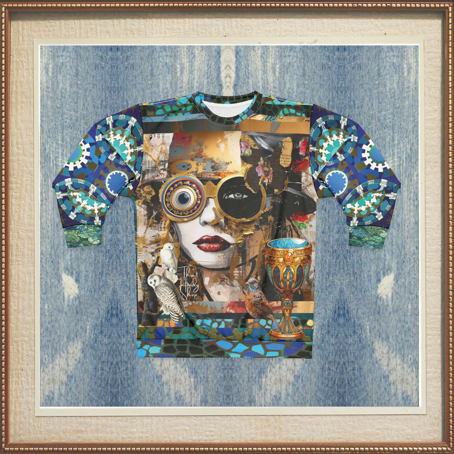 Steampunk Girl in Abstract Unisex Sweatshirt