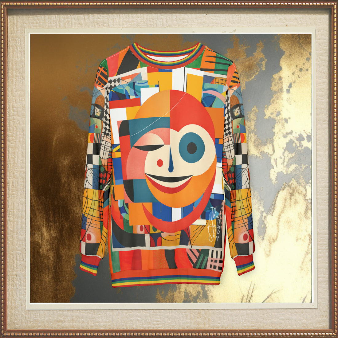 Happy Face Happy Day Abstract Block Art Unisex Sweatshirt (Gold Label)