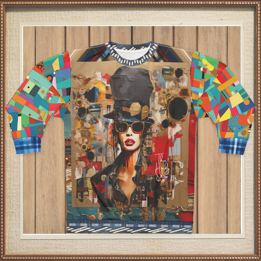 Girl in Chapeau Reflections Patchwork Unisex Sweatshirt (Gold Label)