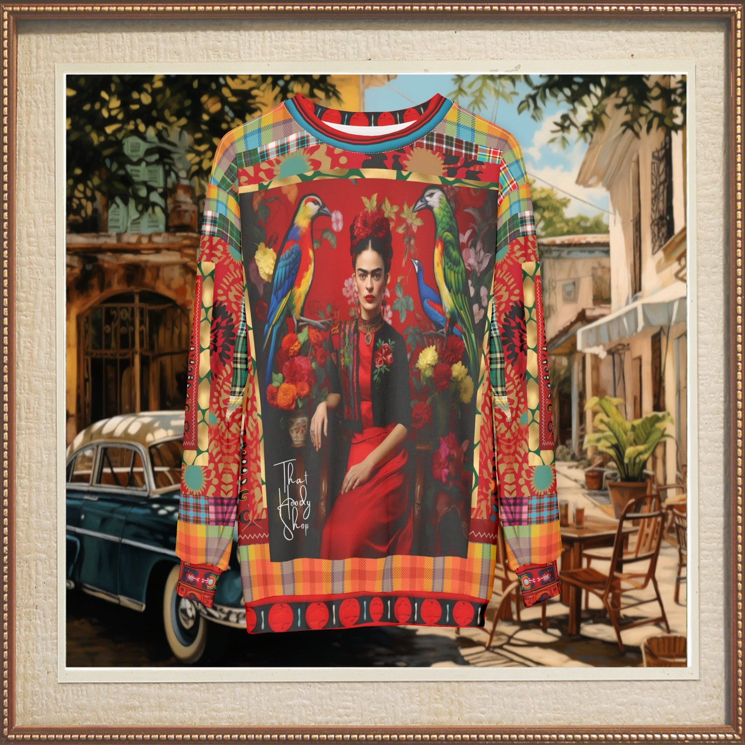 [Frida Kahlo Inspired] Woman in Exotic Bird Mid-Weight Polyester Unisex Sweatshirt (Gold Label)