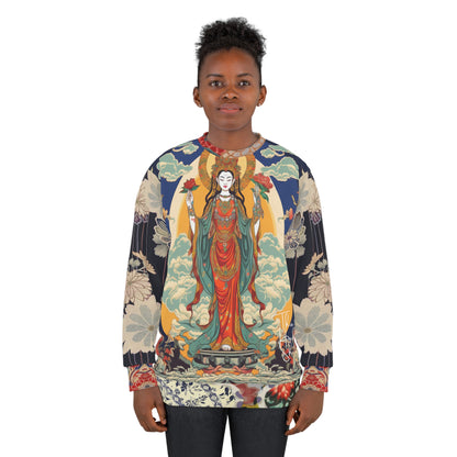 Guan Yin Compassion Goddess in Blue Unisex Sweatshirt