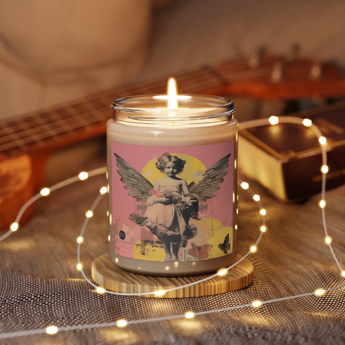 Pink Angel Girl Hand-Poured Vegan Soy Scented Candle - Cinnamon, 9oz