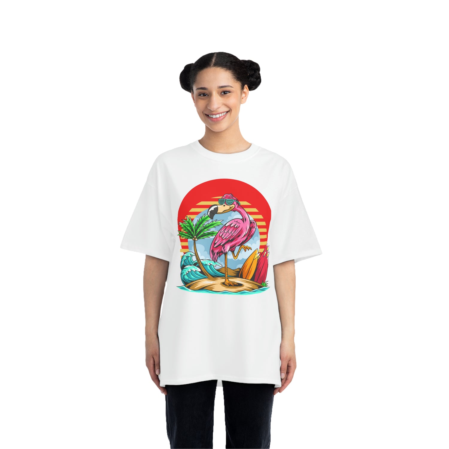 Camiseta pesada La Vida Flamingo Surfing