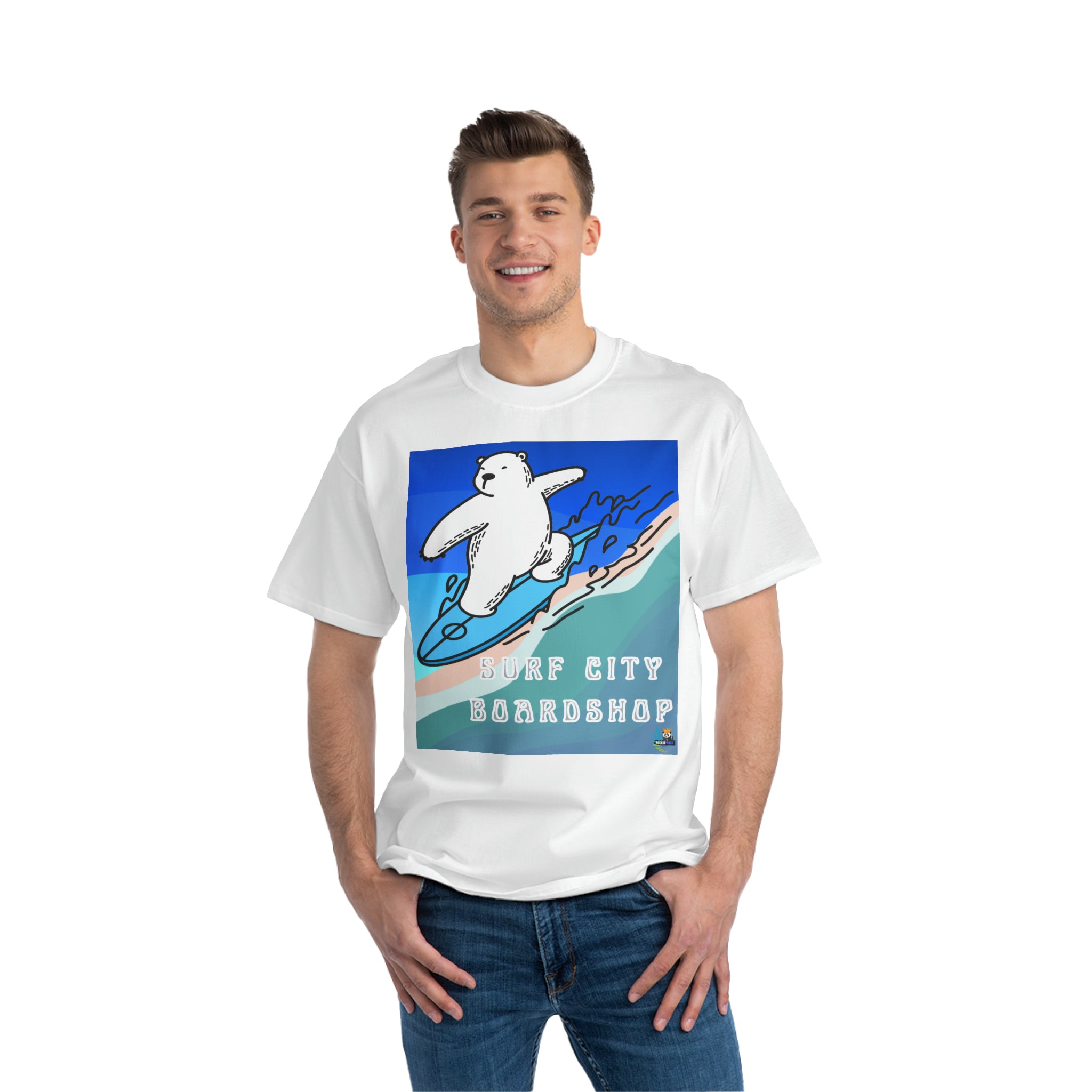 Surf City Boardshop Polar Bear Mascot Unisex Heavyweight Tee