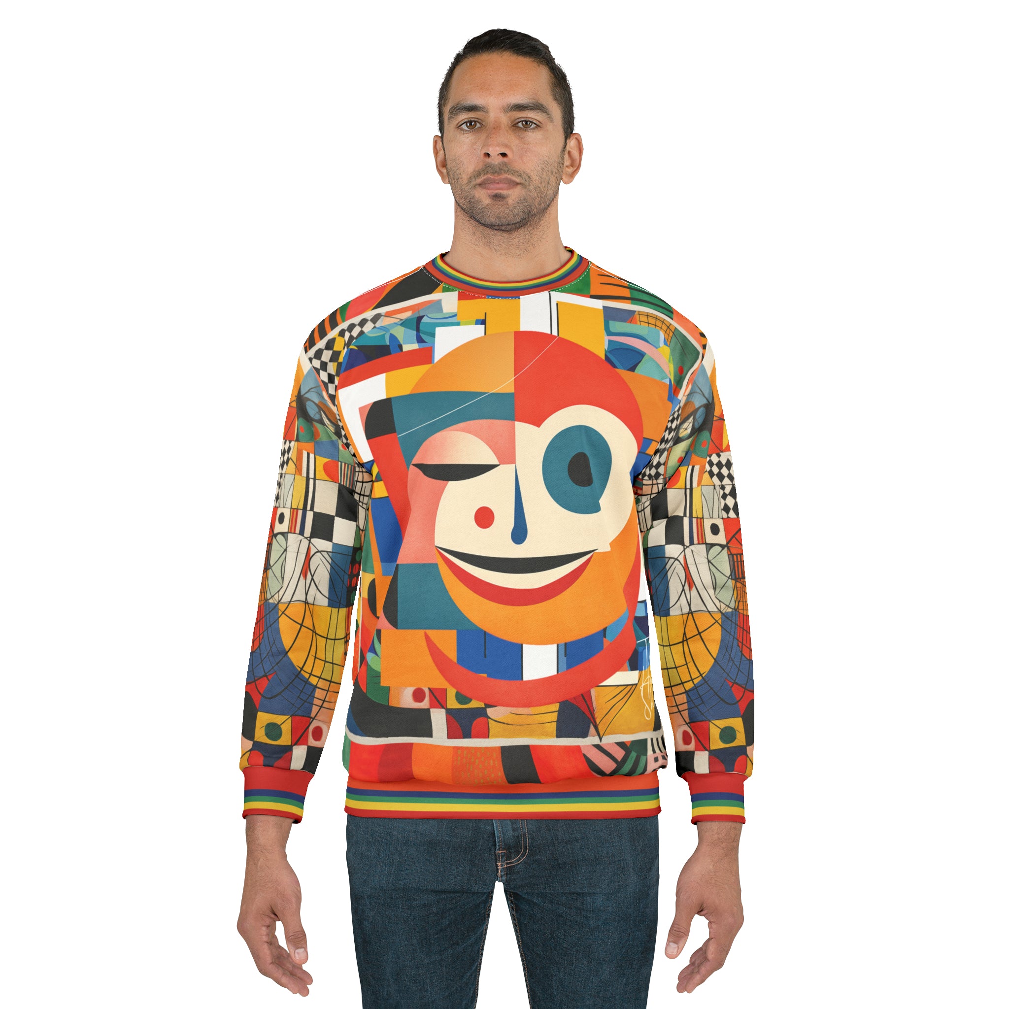 Happy Face Happy Day Abstract Block Art Unisex Sweatshirt (Gold Label)