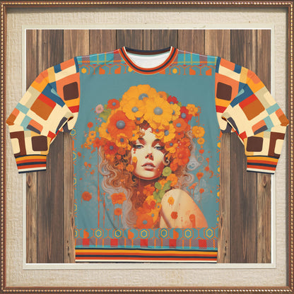 70s Girl in Bed of Flowers Unisex Sweatshirt (Gold Label)