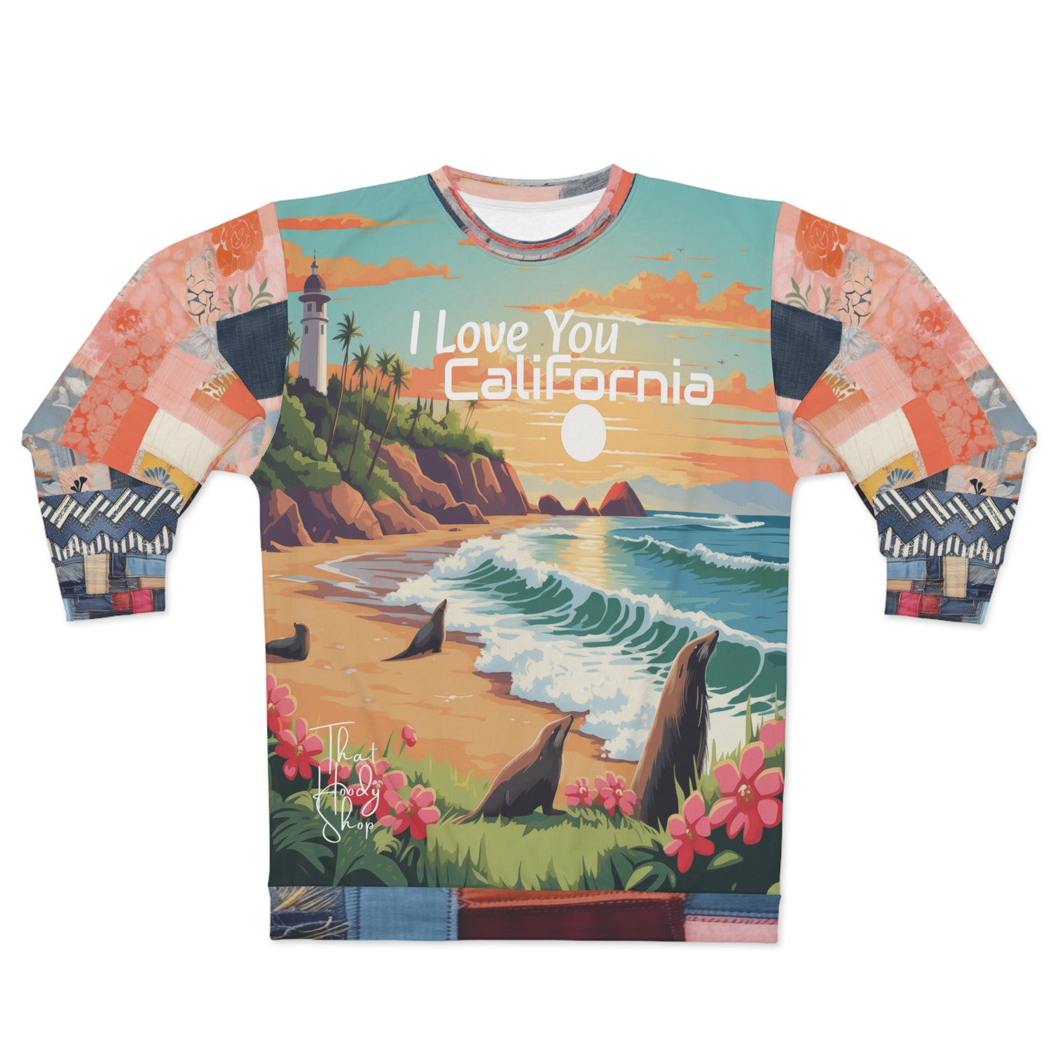 Te amo California - Sudadera unisex con leones marinos de la costa de Santa Bárbara