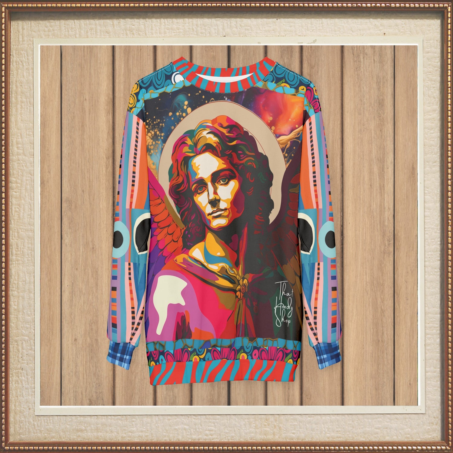 Archangel Michael in Vibrant Reflection Mid-Weight Polyester Unisex Sweatshirt (Gold Label)