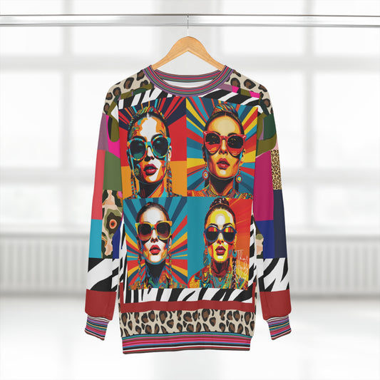 70s Rainbow Starburst Pop Star Colorblock Unisex Sweatshirt