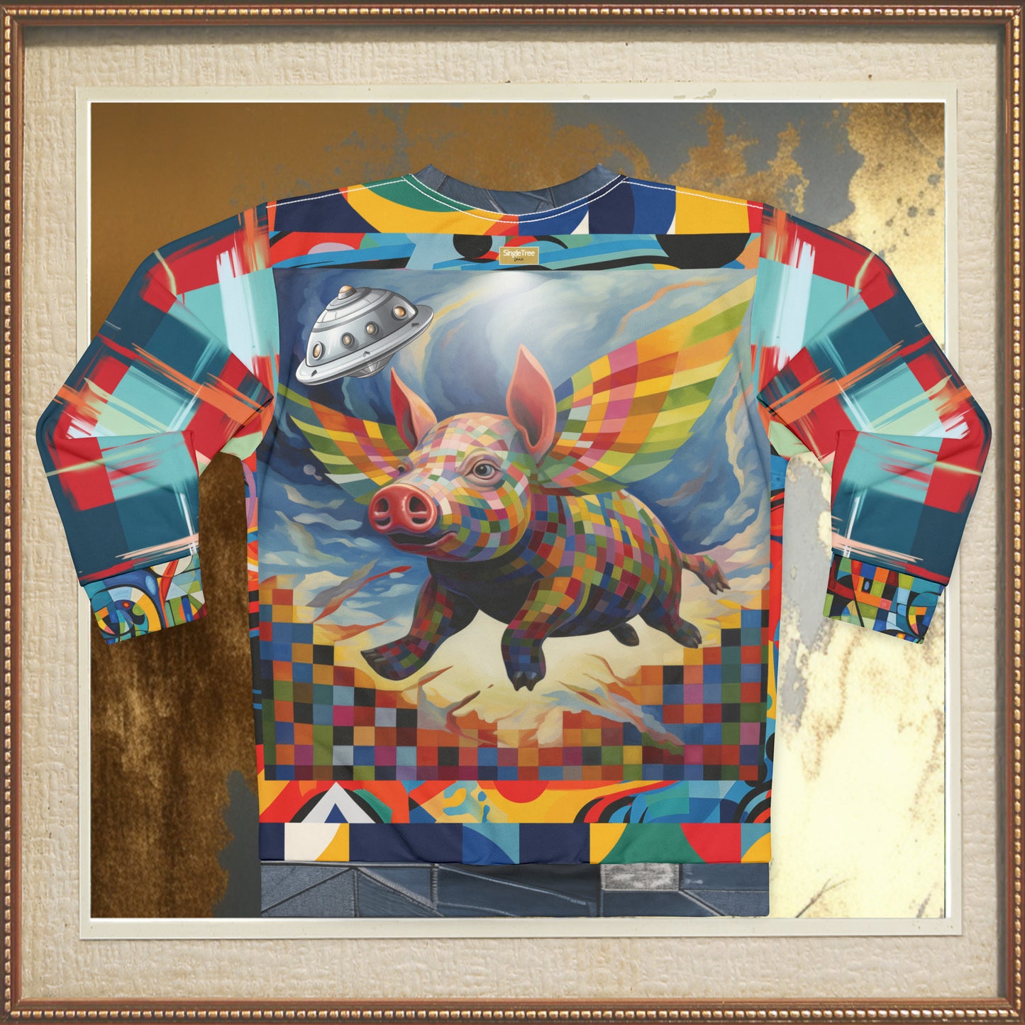 When Pigs Fly Home Abstract Plaid Unisex Sweatshirt