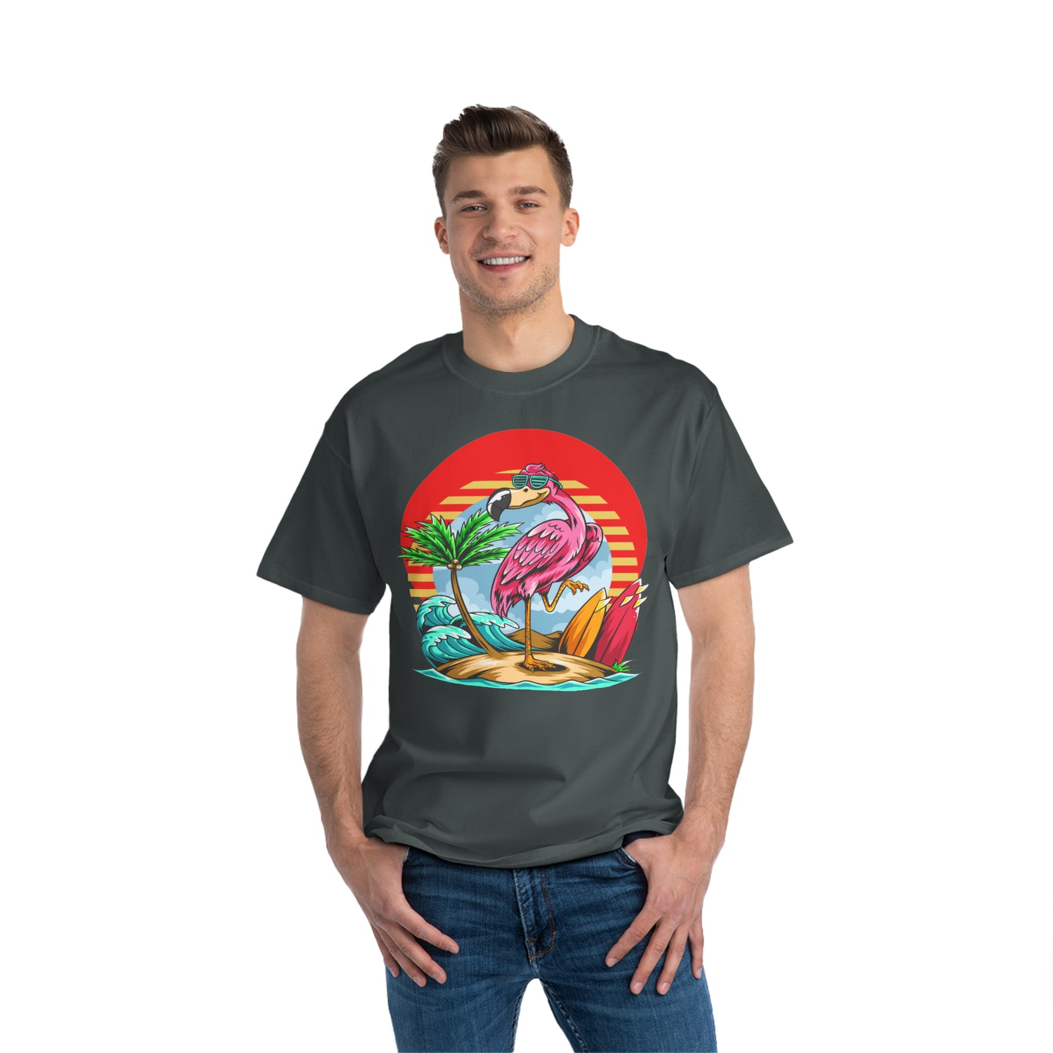 Camiseta pesada La Vida Flamingo Surfing